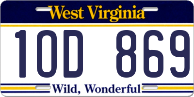 WV license plate 1OD869