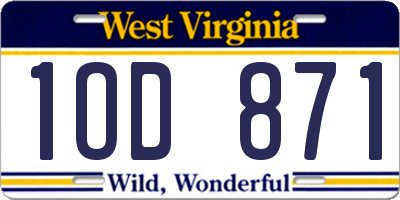WV license plate 1OD871