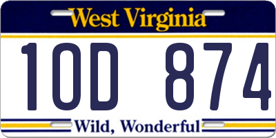 WV license plate 1OD874