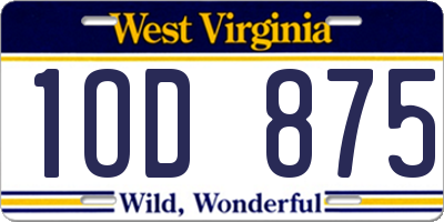 WV license plate 1OD875