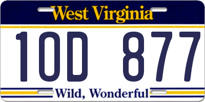 WV license plate 1OD877
