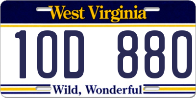 WV license plate 1OD880