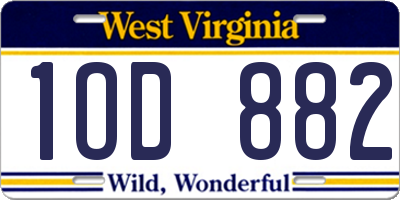 WV license plate 1OD882