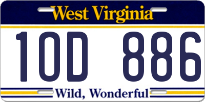 WV license plate 1OD886