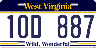 WV license plate 1OD887