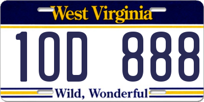 WV license plate 1OD888