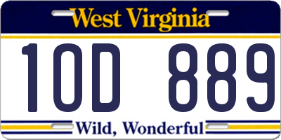 WV license plate 1OD889