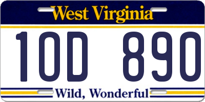 WV license plate 1OD890