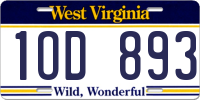 WV license plate 1OD893