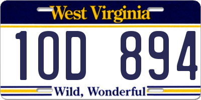 WV license plate 1OD894