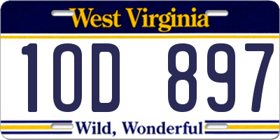 WV license plate 1OD897