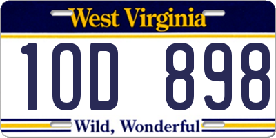 WV license plate 1OD898