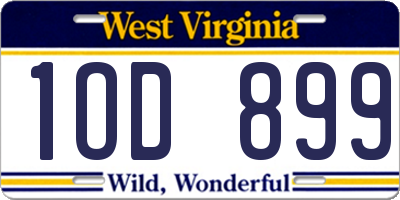 WV license plate 1OD899