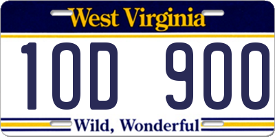 WV license plate 1OD900