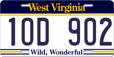 WV license plate 1OD902