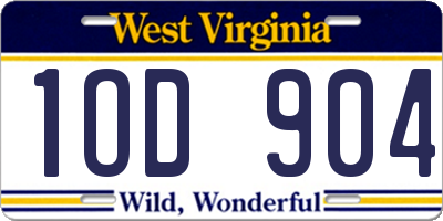 WV license plate 1OD904