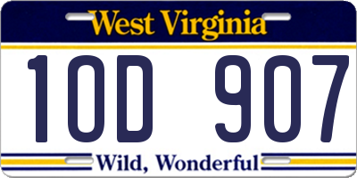 WV license plate 1OD907