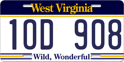 WV license plate 1OD908