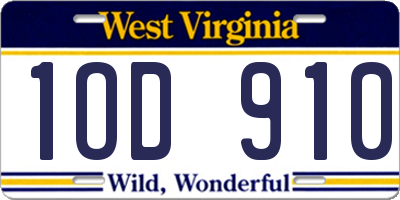 WV license plate 1OD910