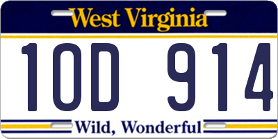 WV license plate 1OD914