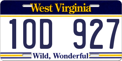 WV license plate 1OD927