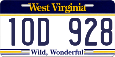 WV license plate 1OD928