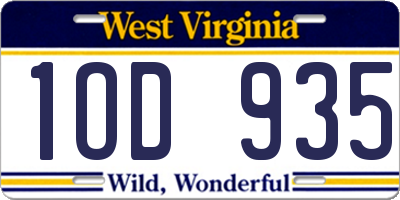 WV license plate 1OD935