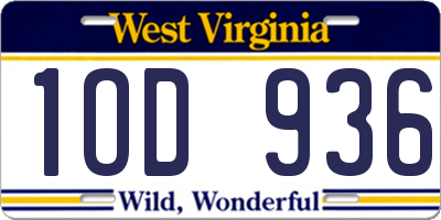WV license plate 1OD936