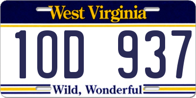 WV license plate 1OD937