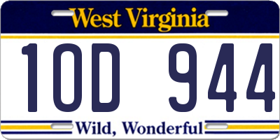WV license plate 1OD944