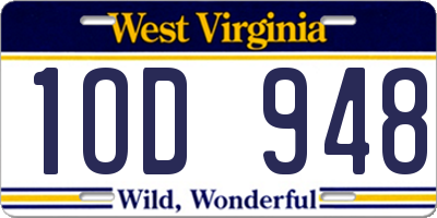 WV license plate 1OD948