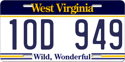 WV license plate 1OD949