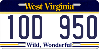 WV license plate 1OD950