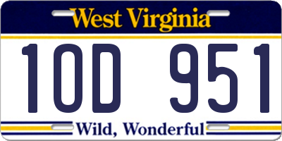 WV license plate 1OD951