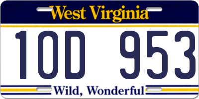 WV license plate 1OD953
