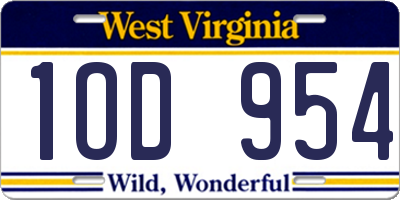 WV license plate 1OD954