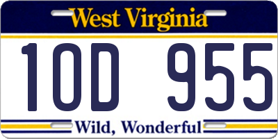 WV license plate 1OD955