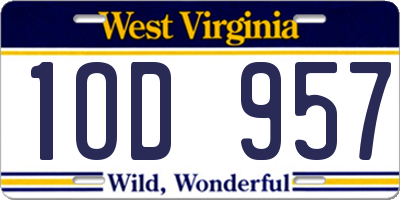 WV license plate 1OD957