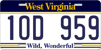 WV license plate 1OD959