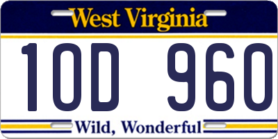 WV license plate 1OD960