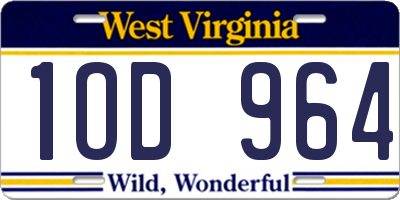 WV license plate 1OD964