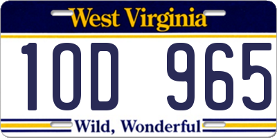 WV license plate 1OD965