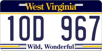 WV license plate 1OD967