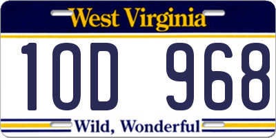 WV license plate 1OD968
