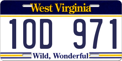 WV license plate 1OD971