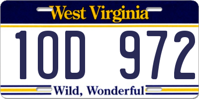WV license plate 1OD972