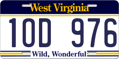 WV license plate 1OD976