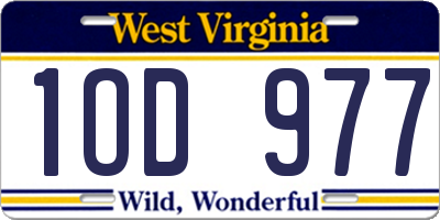 WV license plate 1OD977