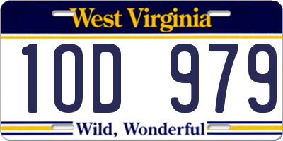 WV license plate 1OD979