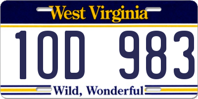 WV license plate 1OD983
